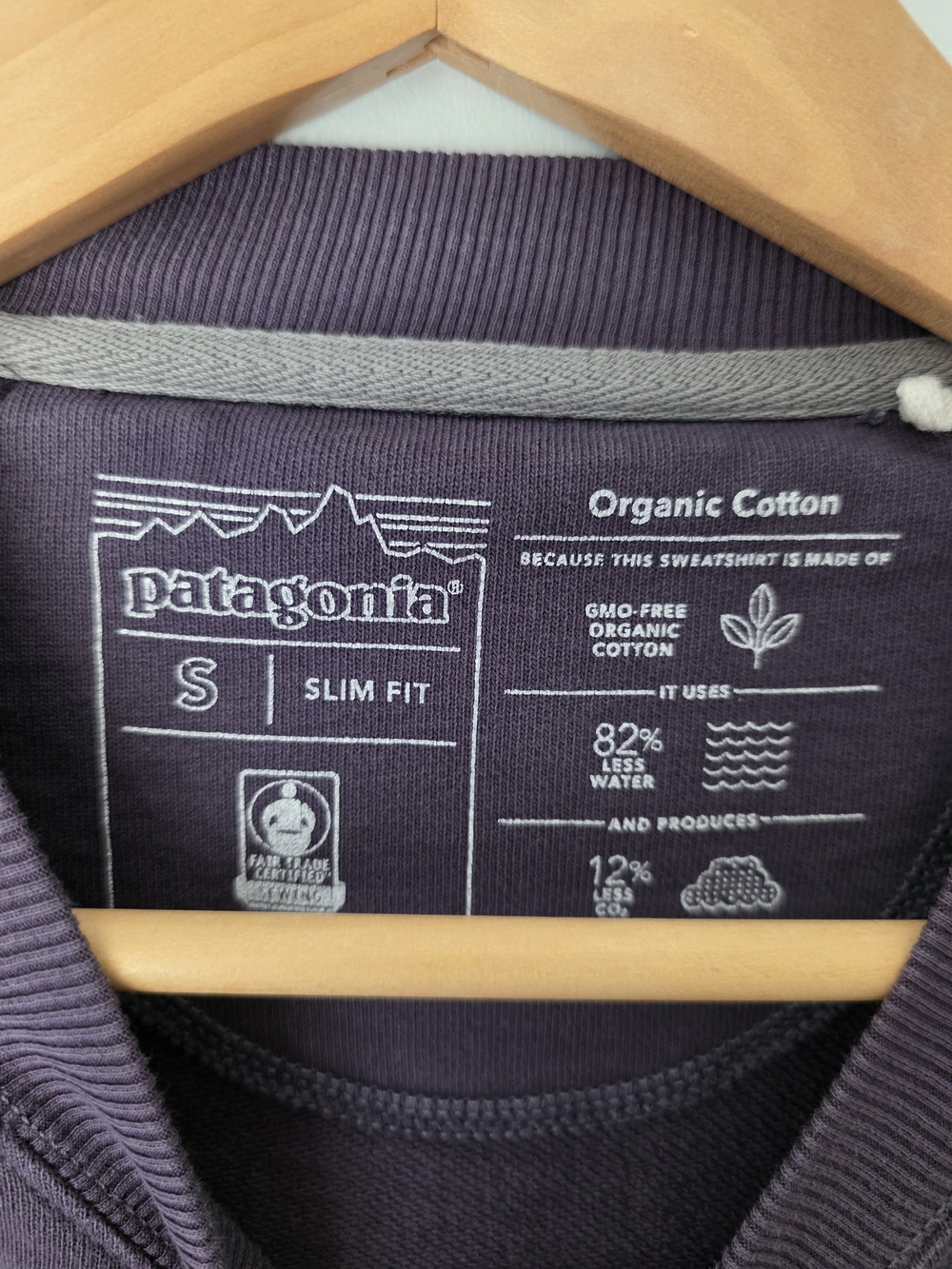 Patagonia Organic Cotton Crewneck Sweatshirt Purple Slim Fit Women’s Small - Picture 5 of 10